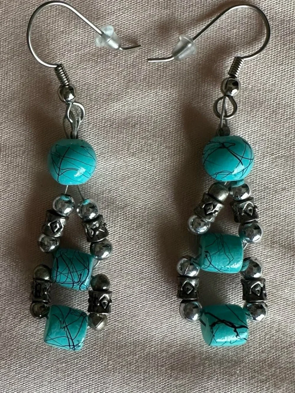 Vintage Turquoise and silver statement earrings.